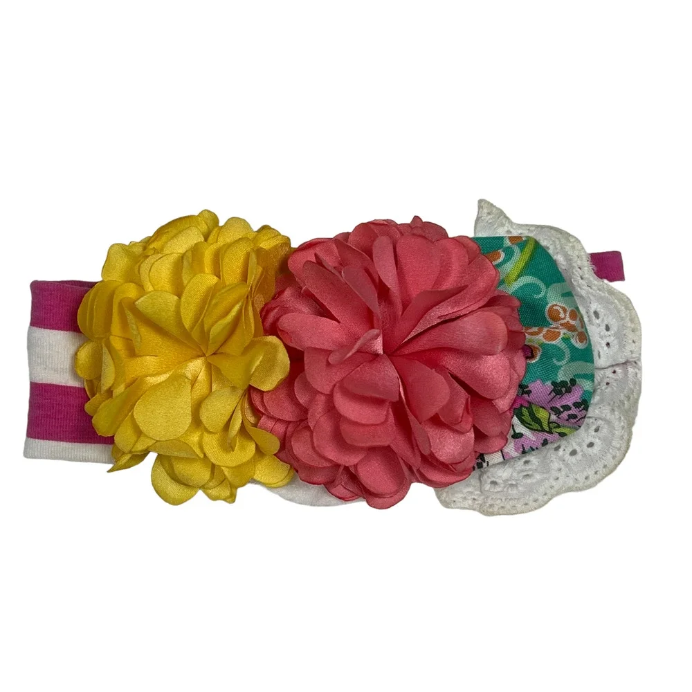 Haute Baby Purrfect Infant Floral Headband Pink Stripe OS
